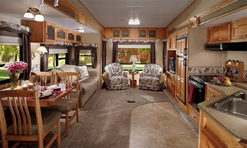 The Interior view of a Fifth Wheel RV