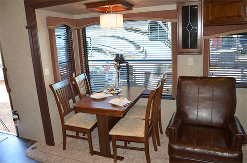 Dining area inside a Fifth Wheel RV